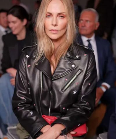 Charlize Theron 2025 Black Biker Jacket