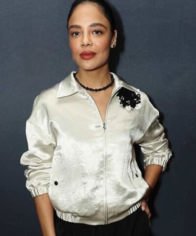 BAFTA Film Awards Tessa Thompson Off White Satin Jacket