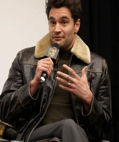 Tom Bateman Hedda BAFTA Screening 2025 Shearling Leather Jacket