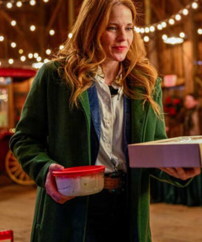 Emma Parker Movie A Cherry Pie Christmas 2025 Green Wool Coat