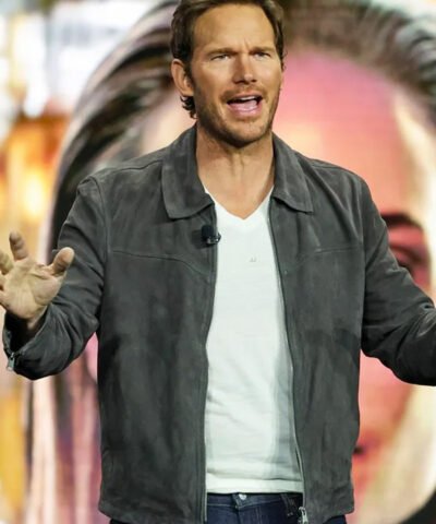 CinemaCon Chris Pratt Mercy Grey Suede Leather Jacket