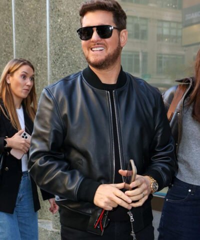 Live with Kelly and Mark Michael Bublé Black Leather Jacket