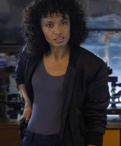 TV Series NCIS Sydney Michelle Mackey Black Bomber Jacket
