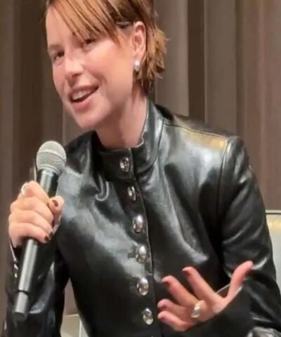 Hamnet Jessie Buckley Black Leather Jacket