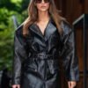 New York City 2025 Barbara Palvin Black Leather Jacket