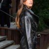 Barbara Palvin Black Leather Jacket