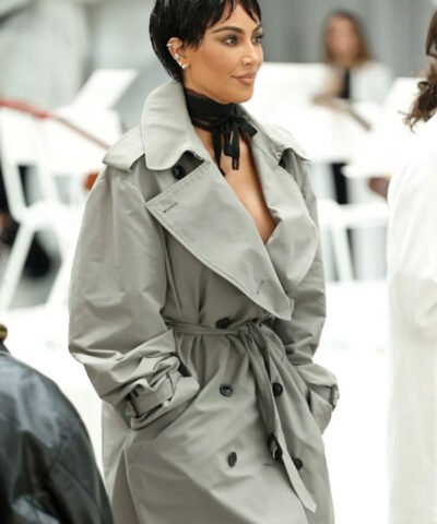 Kim Kardashian Grey Trench Coat