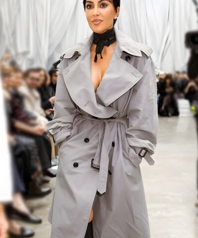 PFW 2025 Kim Kardashian Grey Coat
