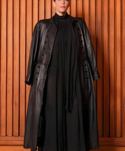 Paris Fashion Week 2025 Liv Tyler Black Leather Coat