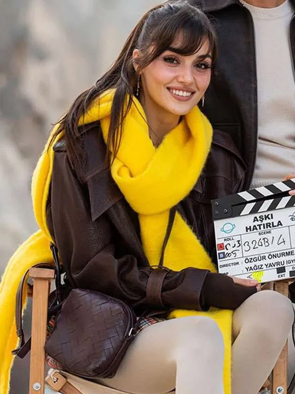 Reminder S01 Hande Erçel Leather Jacket Reminder 2025 Günes Brown Leather Jacket