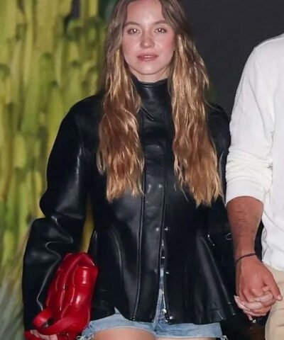 Los Angeles 2025 Sydney Sweeney Black Leather Jacket