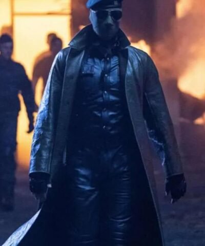 The Running Man 2025 Lee Pace Black Coat