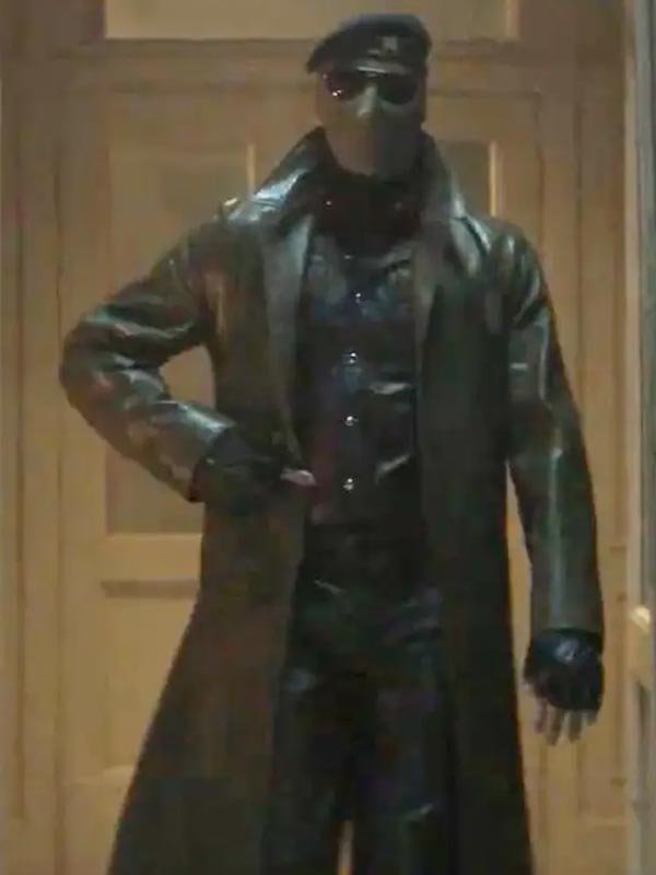 The Running Man 2025 Lee Pace Black Coat The Running Man Evan McCone Black Leather Coat