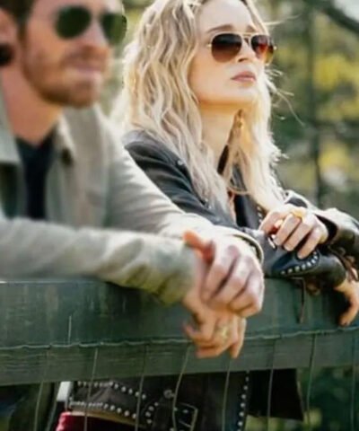 Tulsa King 2025 Bella Heathcote Brown Destressed Leather Jacket