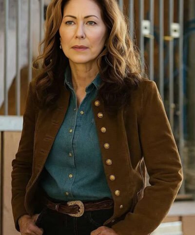 Tulsa King 2025 Dana Delany Brown Suede Leather Jacket