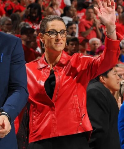 WNBA Playoffs Stephanie White Red Leather Jacket