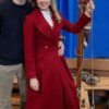 A Newport Christmas 2025 Ella Red Wool Trench Coat