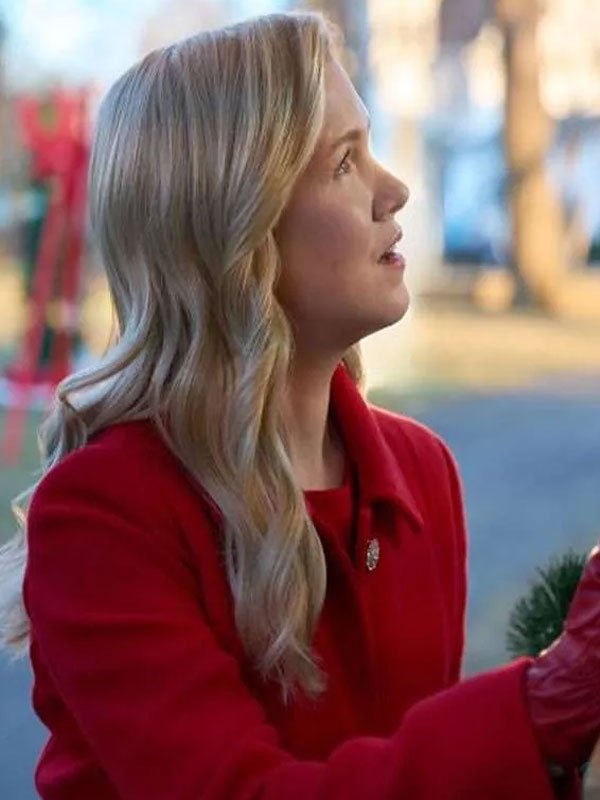 A Newport Christmas 2025 Ginna Claire Mason Red Wool Coat Ginna Claire Mason A Newport Christmas 2025 Red Coat