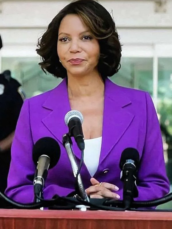 Boston Blue S01 Gloria Reuben Purple Blazer TV Series Boston Blue S01 Mae Silver Purple Blazer