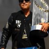 World Series Championship Parade 2025 Dave Roberts Black Letterman Jacket