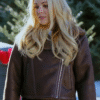 Natalie Hall A Wild West Christmas 2025 Brown Shearling Jacket