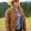 Amber Marshall Heartland 2025 Brown Bomber Jacket