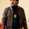Dead Man’s Wire 2025 Michael Grable Brown Leather Jacket