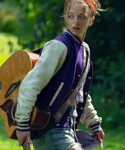 Ellie de Lange Run Away 2026 Purple and White Varsity Jacket