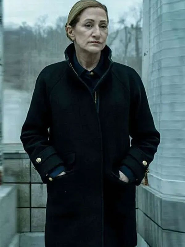 TV Series Mayor of Kingstown Edie Falco Black Wool Coat Mayor of Kingstown Nina Hobbs Black Wool Coat