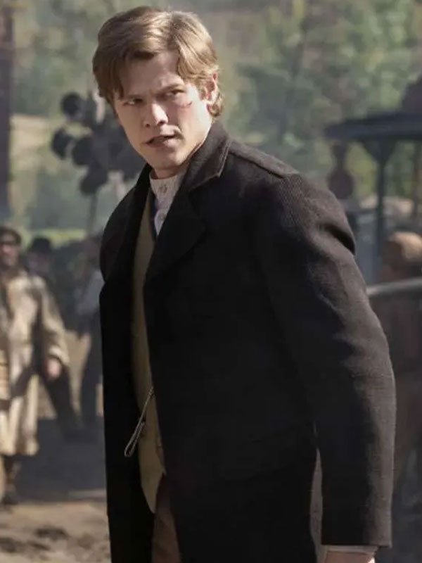 The Abandons Garret Van Ness Black Coat The Abandons 2025 Lucas Till Black Wool Coat