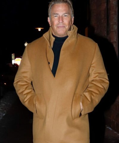 Kevin Costner Brown Wool Car Coat