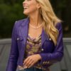 Buy Landman S02 Angela Norris Purple Cropped Leather Jacket