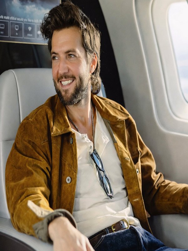 Landman 2026 Charlie Brown Leather Jacket Guy Burnet Landman S02 Brown Suede Leather Jacket