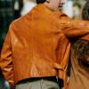 People We Meet on Vacation Alex Orange Leather Jacket