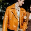 People We Meet on Vacation 2026 Alex Orange Leather Jacket