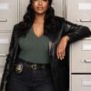 High Potential S02 Javicia Leslie Black Leather Blazer
