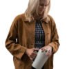 Marshals 2026 Ellyn Jameson Brown Suede Leather Jacket
