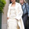 Singer Zendaya Paris Off White Wool Coat